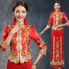2015新款秀禾服新娘礼服中式结婚龙凤褂秀和服大码敬酒服牡丹款