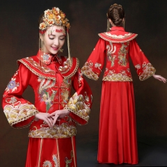 中式复古嫁衣龙凤褂新娘结婚秀禾服旗袍秋冬新款敬酒礼服秀和服