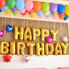 生日快乐铝膜球happy birthday字母生日铝箔气球装饰布置套餐